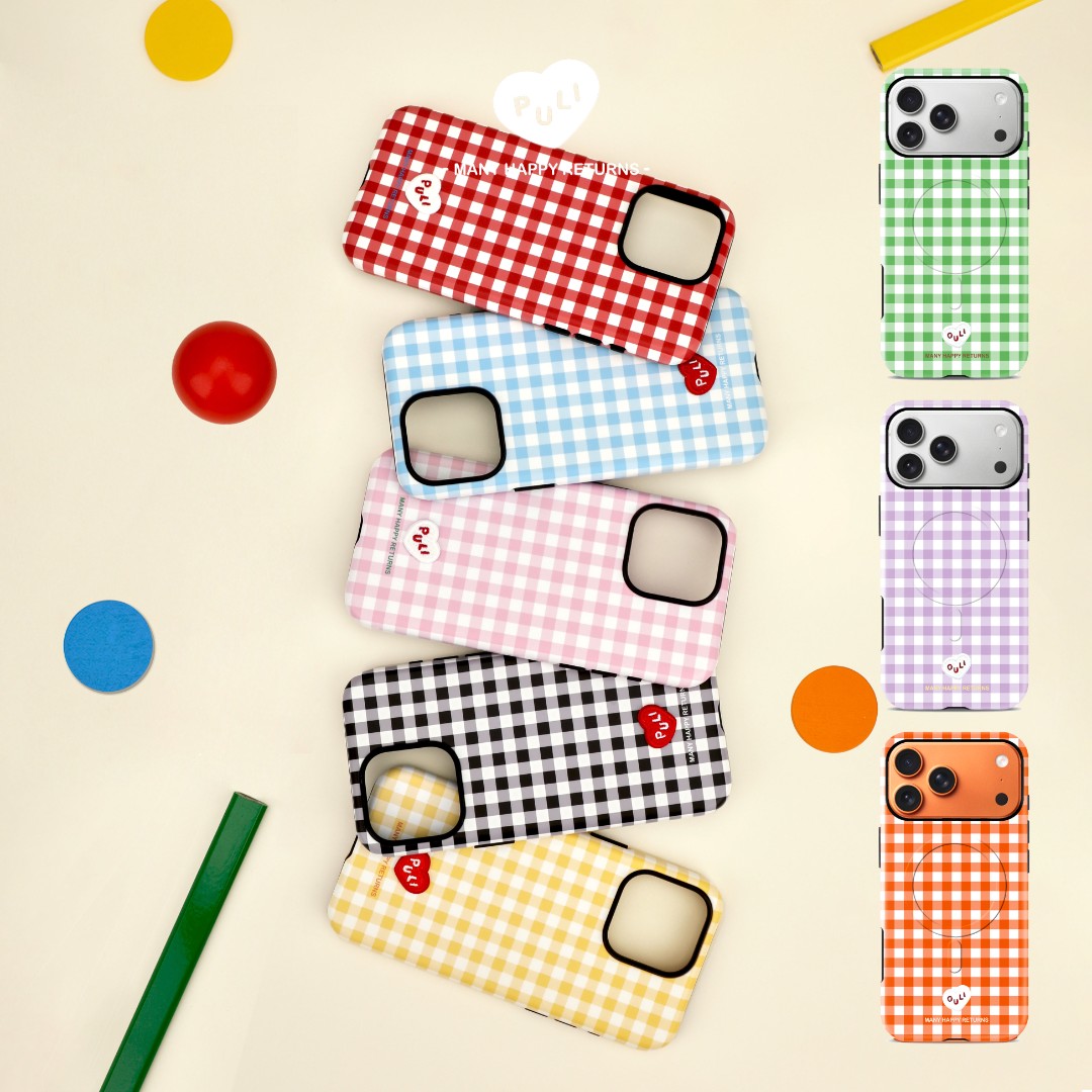 【快乐一星期】OuliOuli韩国菲林二合一格纹小众磁吸手机壳多色情侣