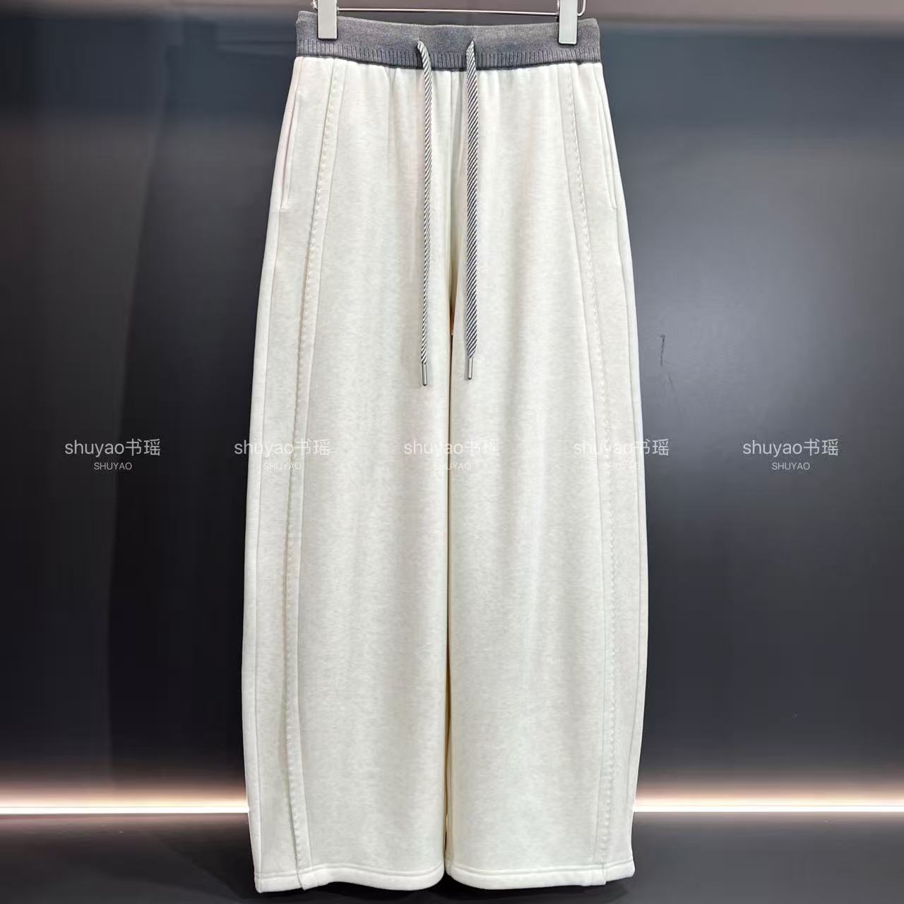 【羊毛】垂感高腰宽松显瘦长裤休闲百搭女款秋冬加厚阔腿裤