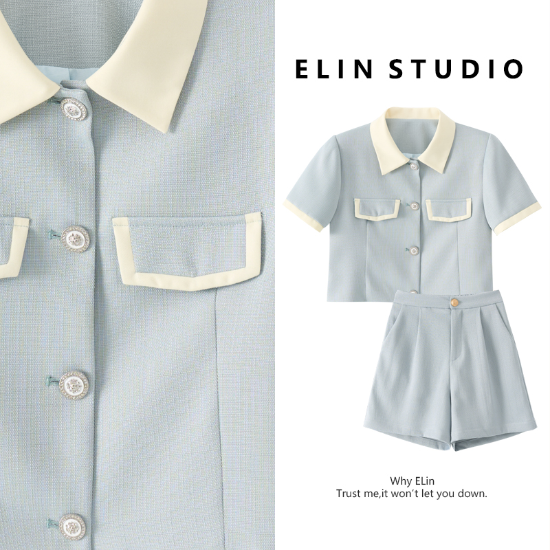 ELIN/预售【南风花园】夏新款气质显瘦百搭轻奢洋气时尚套装#LT235
