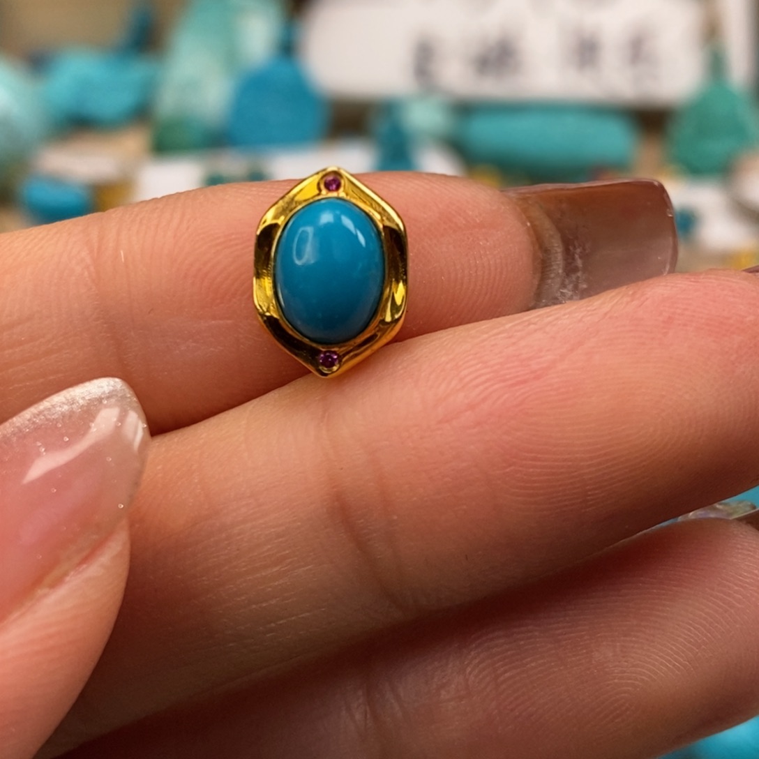 18K金镶嵌绿松石挂件大****6