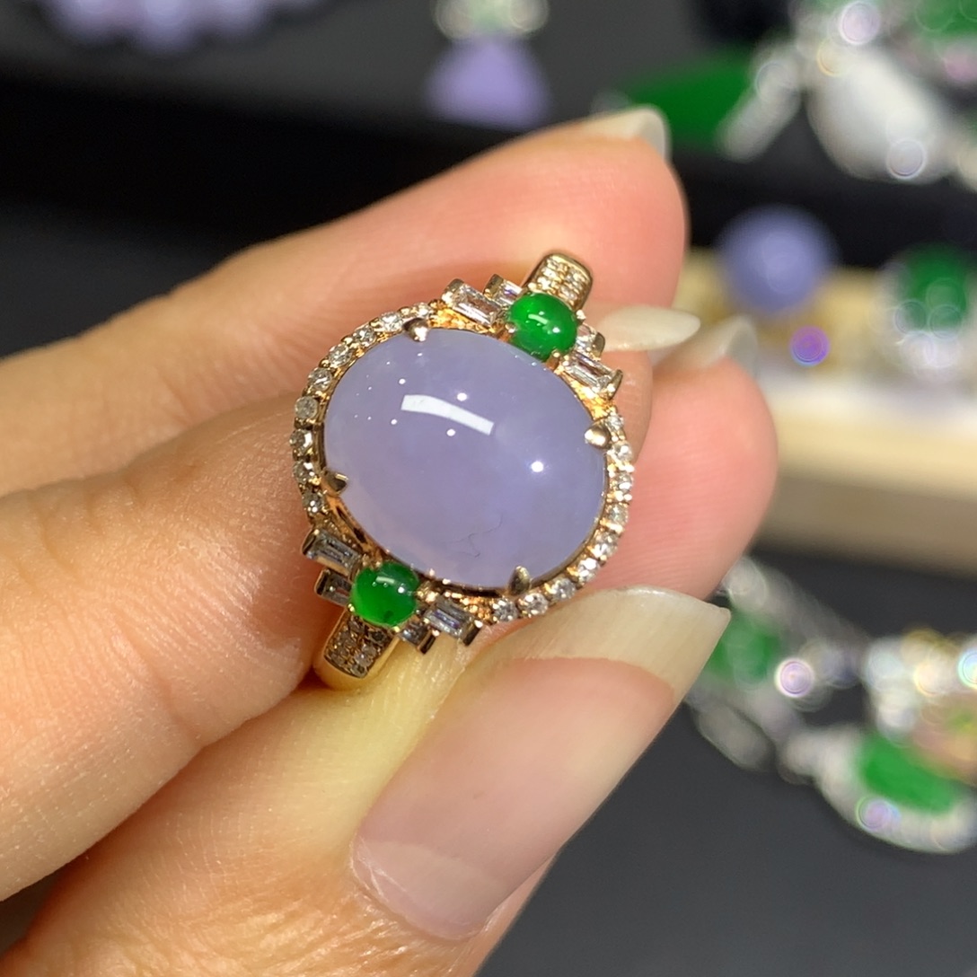 翡翠戒指18K金镶嵌9、