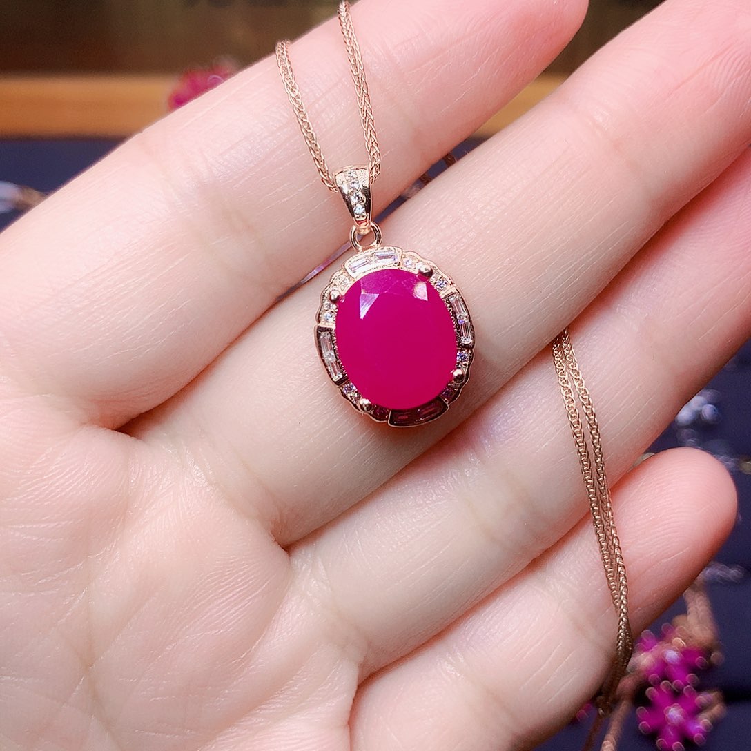 银S925镶嵌颈饰红宝石