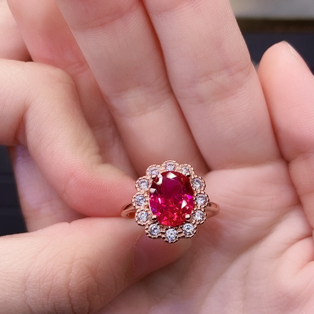 红宝石银S925镶嵌戒指