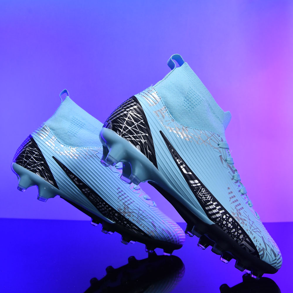 高帮足球鞋长钉碎钉青少年学生儿童球鞋比赛室内训练人草透气现货