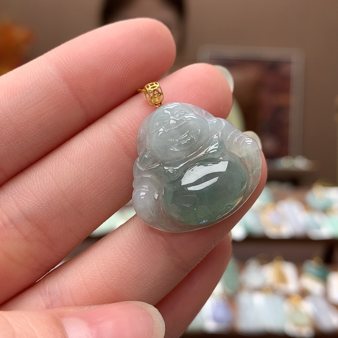 翡翠吊坠(不含链)18K金镶嵌