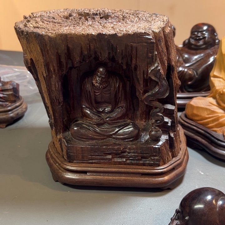 茶***坊木大红酸枝达摩摆件香炉