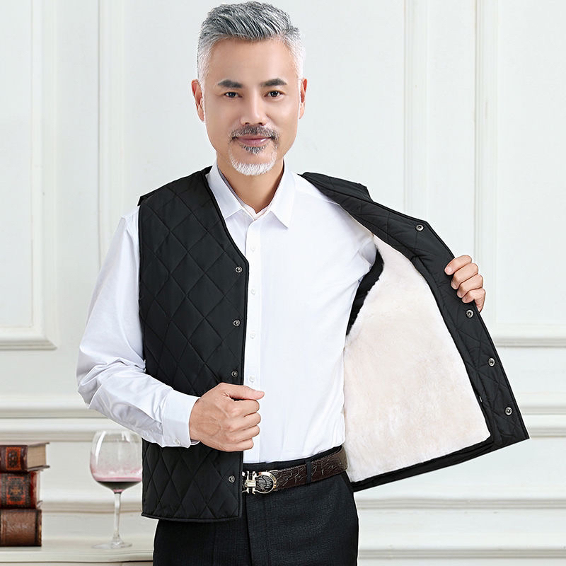 马甲加厚厚款修身型坎肩加绒加厚款中年中老年上装