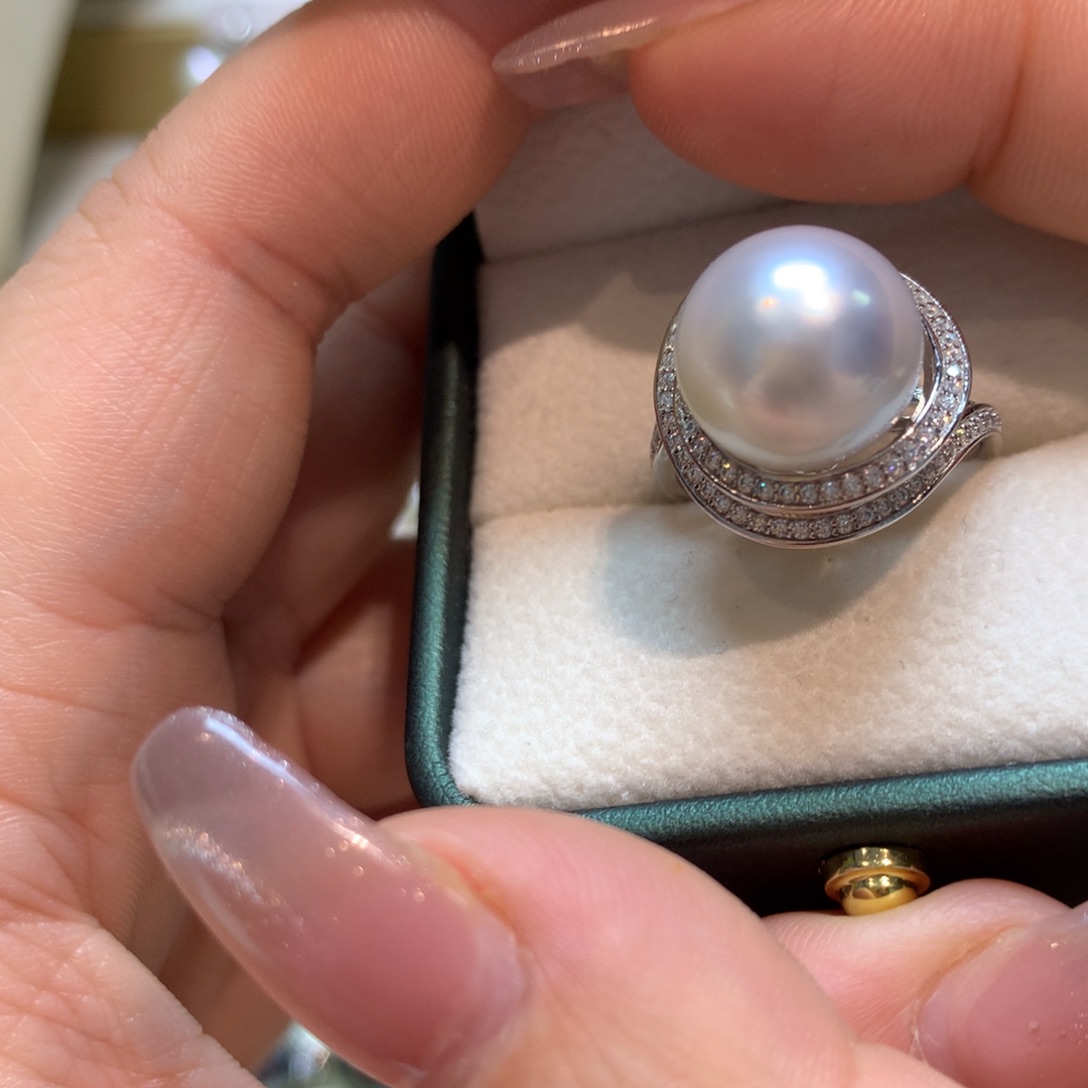 海水珍珠戒指银S925镶嵌