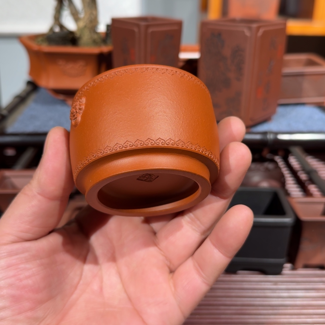 归***步紫砂花盆原矿紫泥