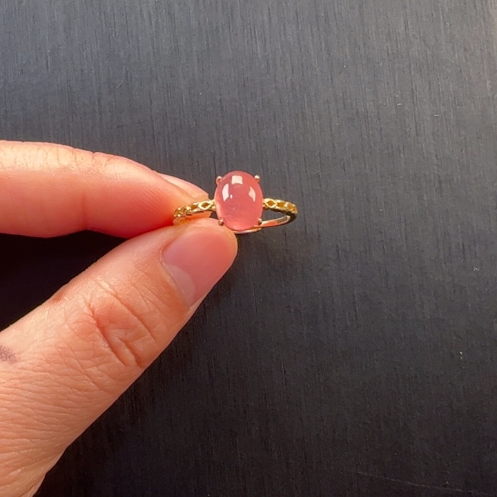 菱锰矿（红纹石）戒指银S925镶嵌