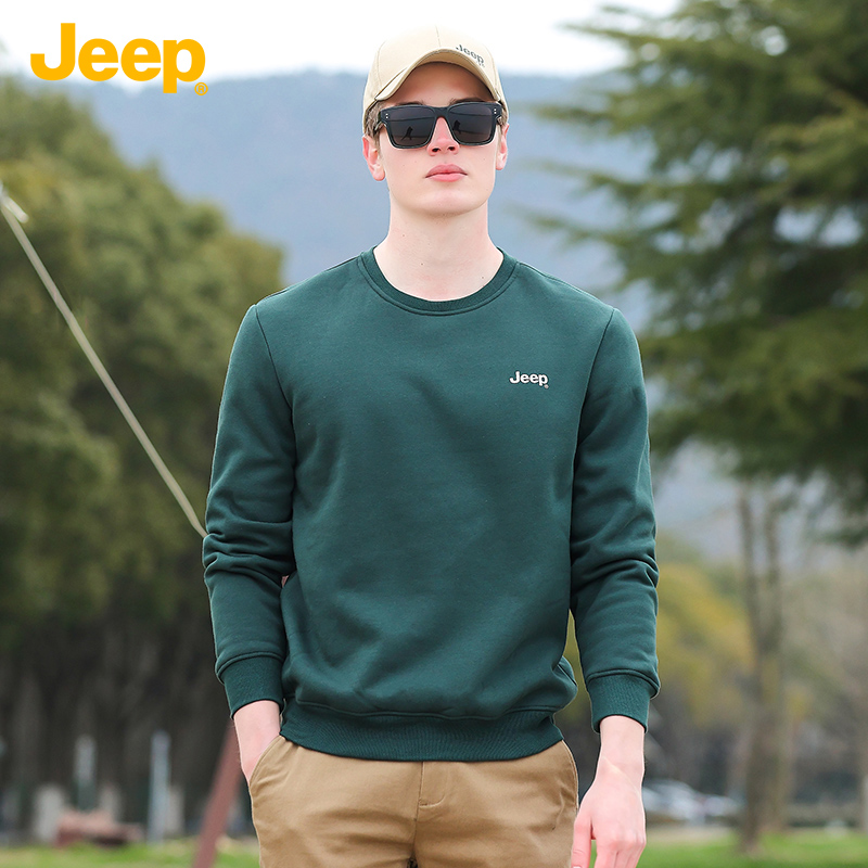 JEEP/吉普圆领加绒加厚卫衣保暖休闲长袖羊羔绒上衣209