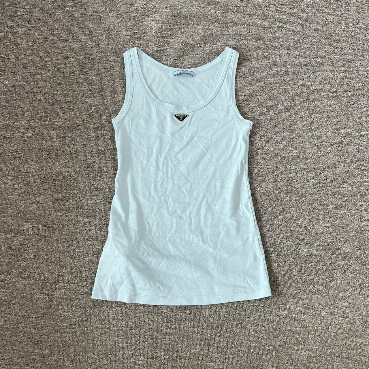 99新 Prada/普拉达 雾霾蓝 三角标 背心连衣裙 38码