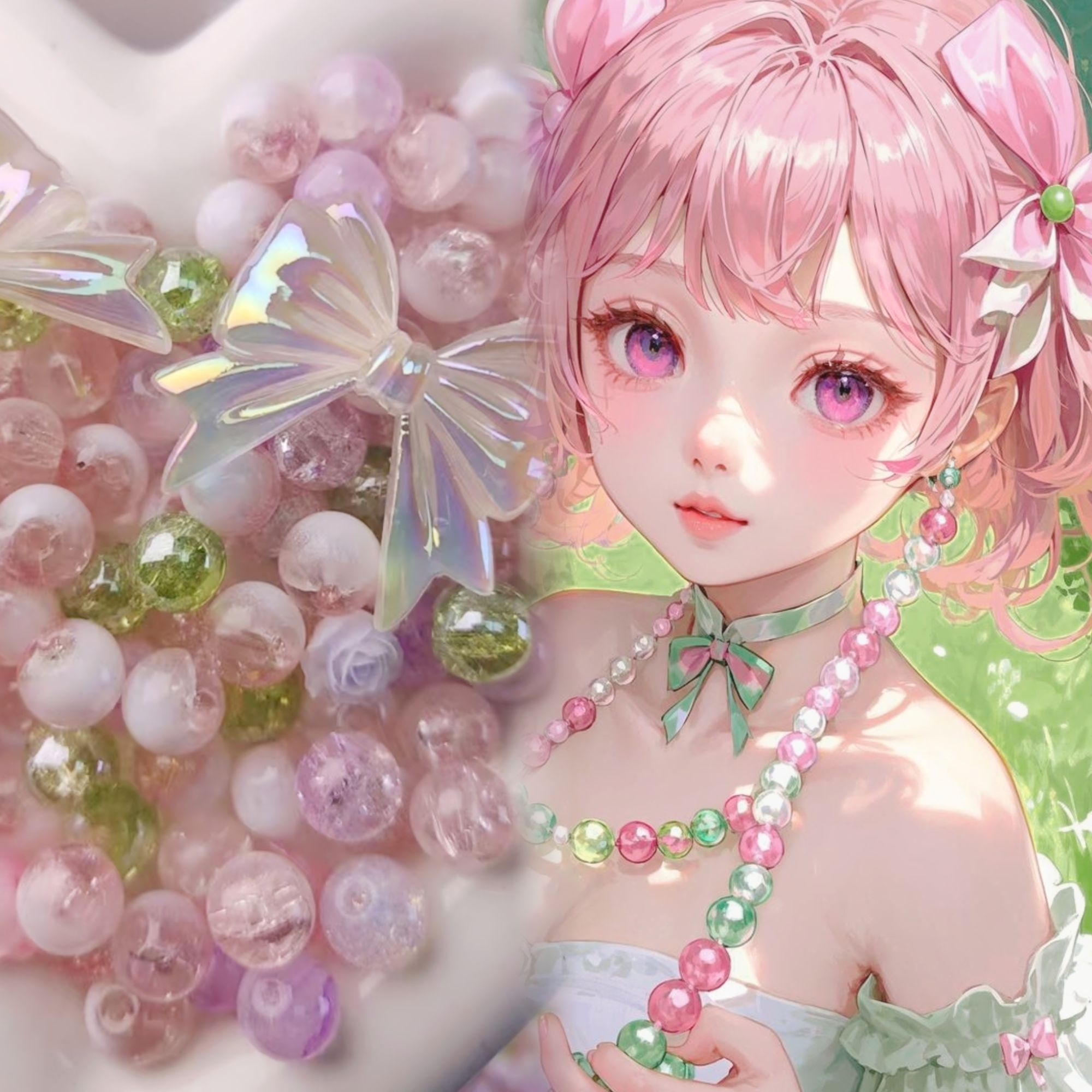 【春日花田】混炒琉璃爆闪diy手作冰透流行搭配轻奢时尚珠珠