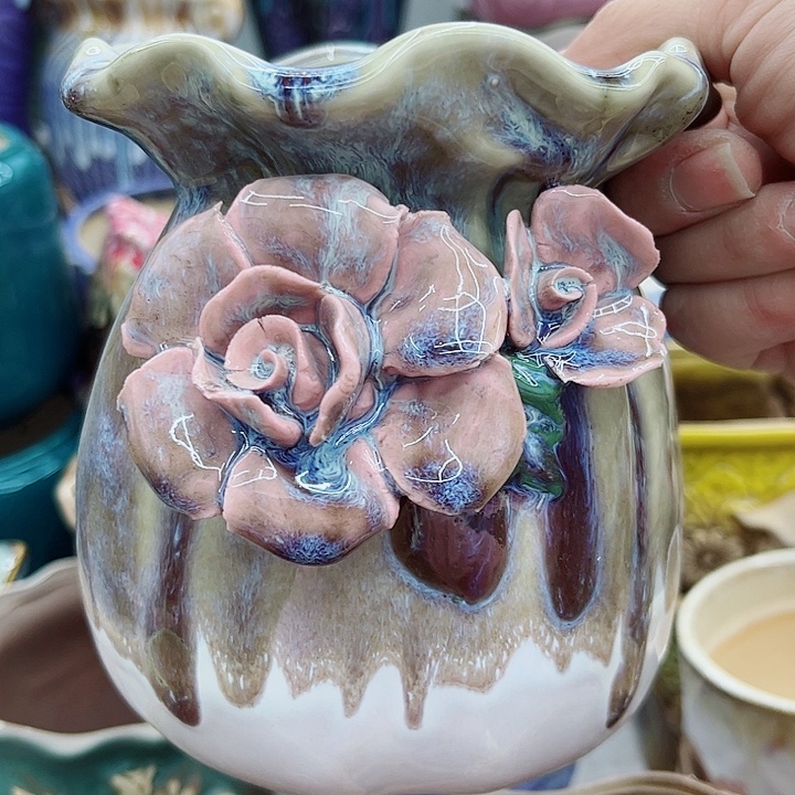 多肉绿植陶瓷花盆9.9包邮，有孔