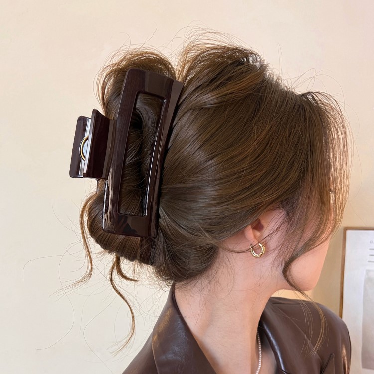 高品质简约方形抓夹2025新款后脑勺盘发夹鲨鱼夹高级感大号发饰女