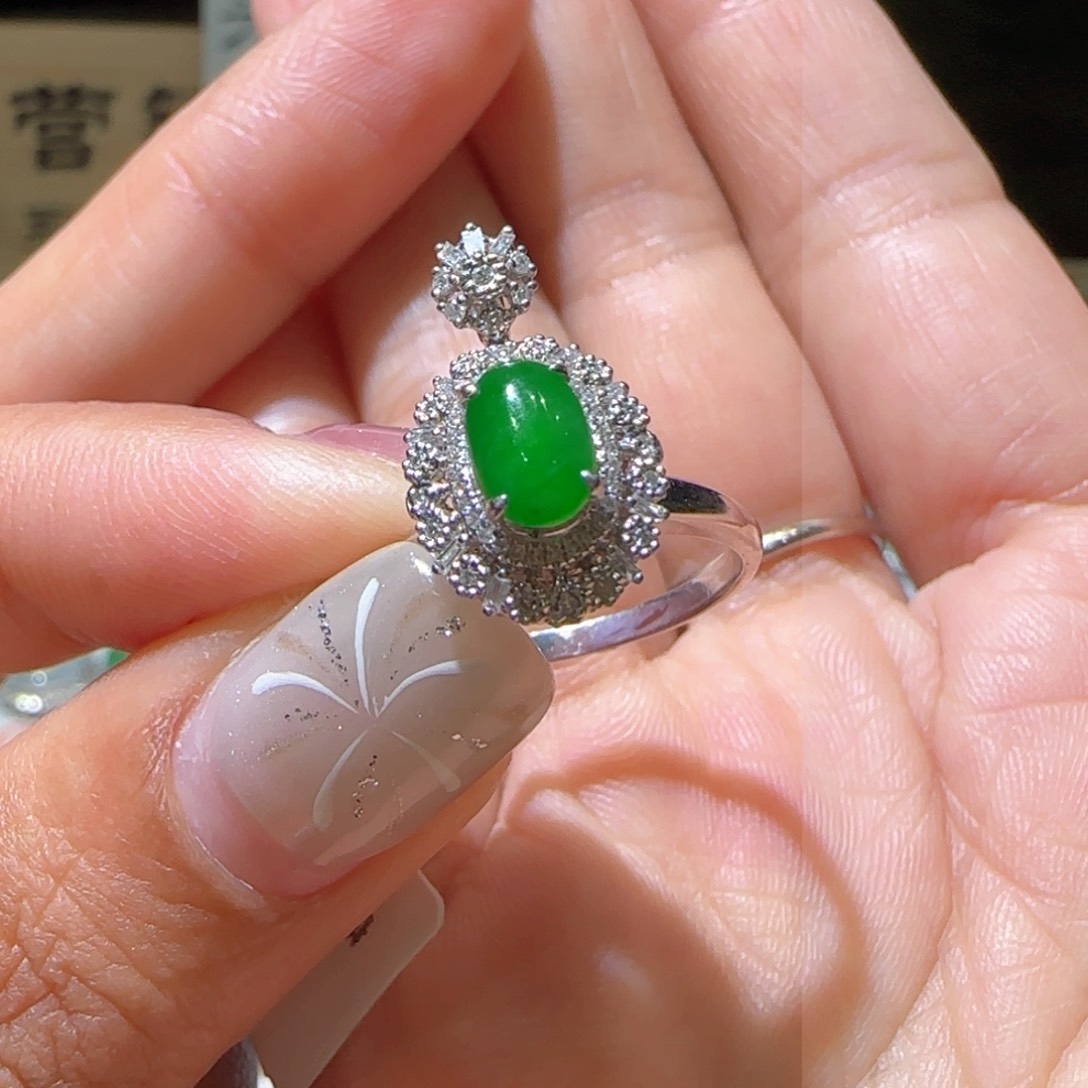 【闪购商品】翡翠戒指18K金镶嵌缅甸