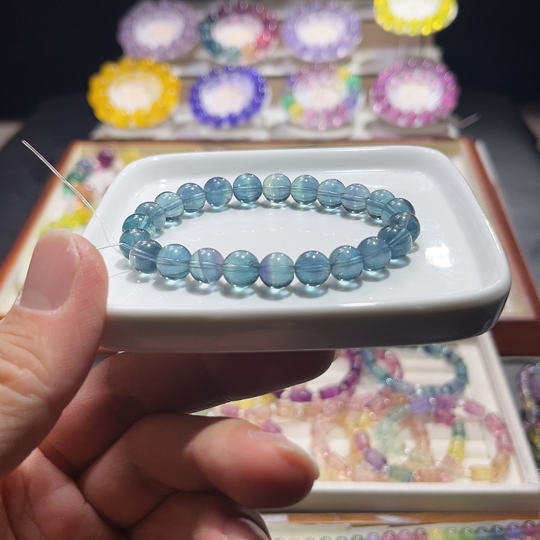 手串萤石未镶嵌鬼蓝色单圈8加
