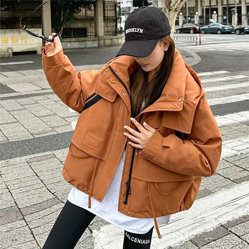 7441 GY短款连帽常规厚款韩系学院风棉服潮流冬季ins加绒