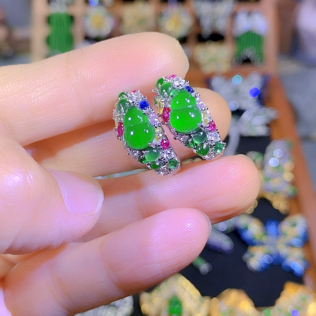 吊坠(不含链)银S925镶嵌翡翠