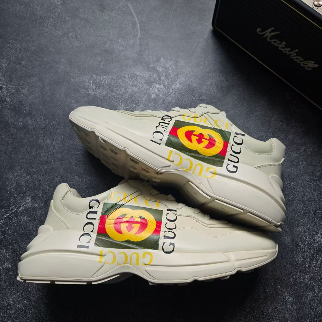 99新 GUCCI/古驰 44码 方块LOGO老爹鞋 