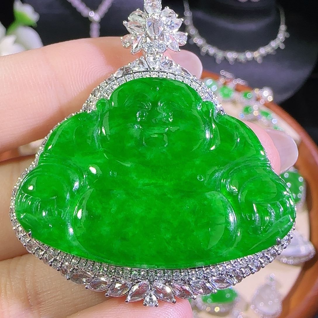 翡翠18K金镶嵌吊坠(不含链)