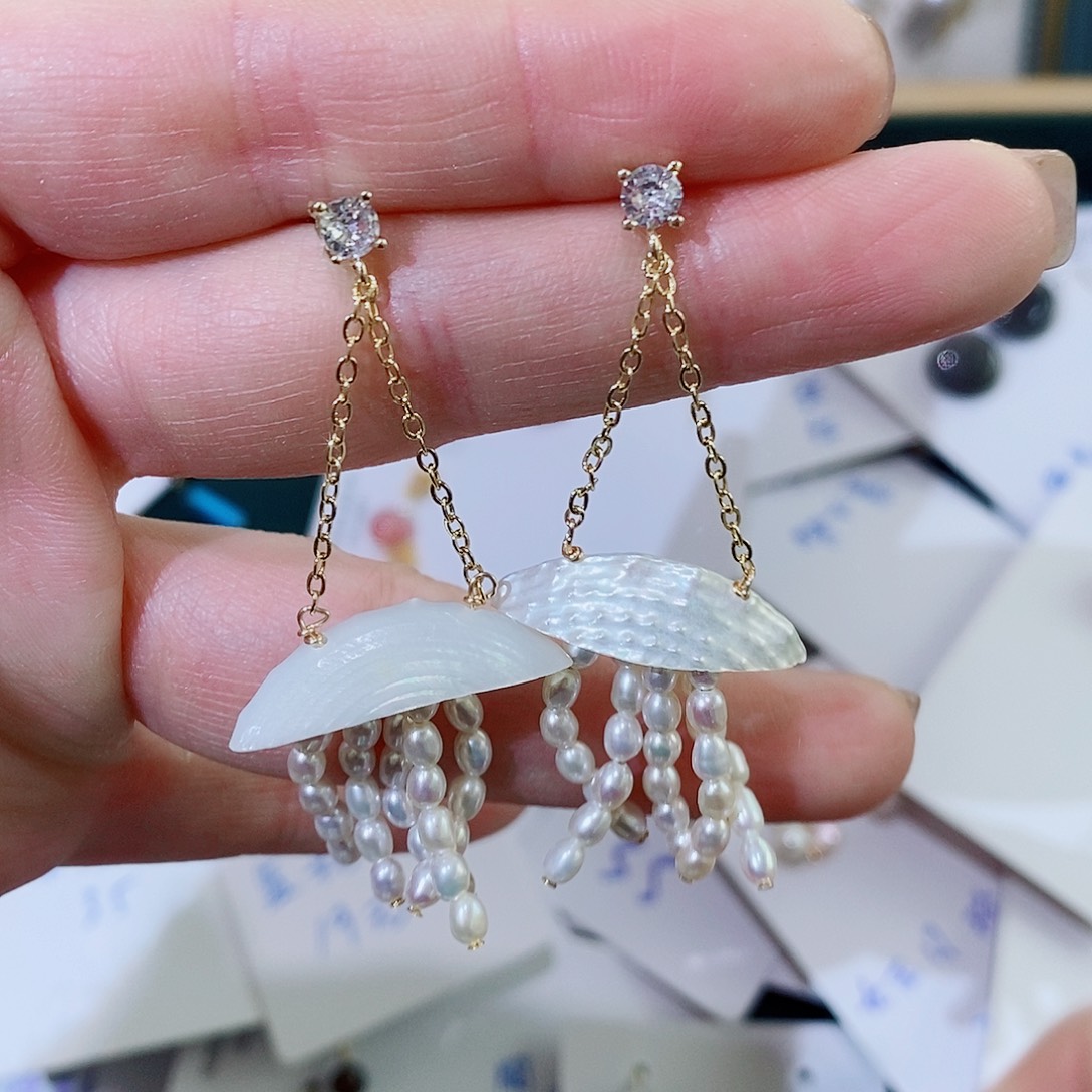 淡水珍珠耳饰银S925镶嵌