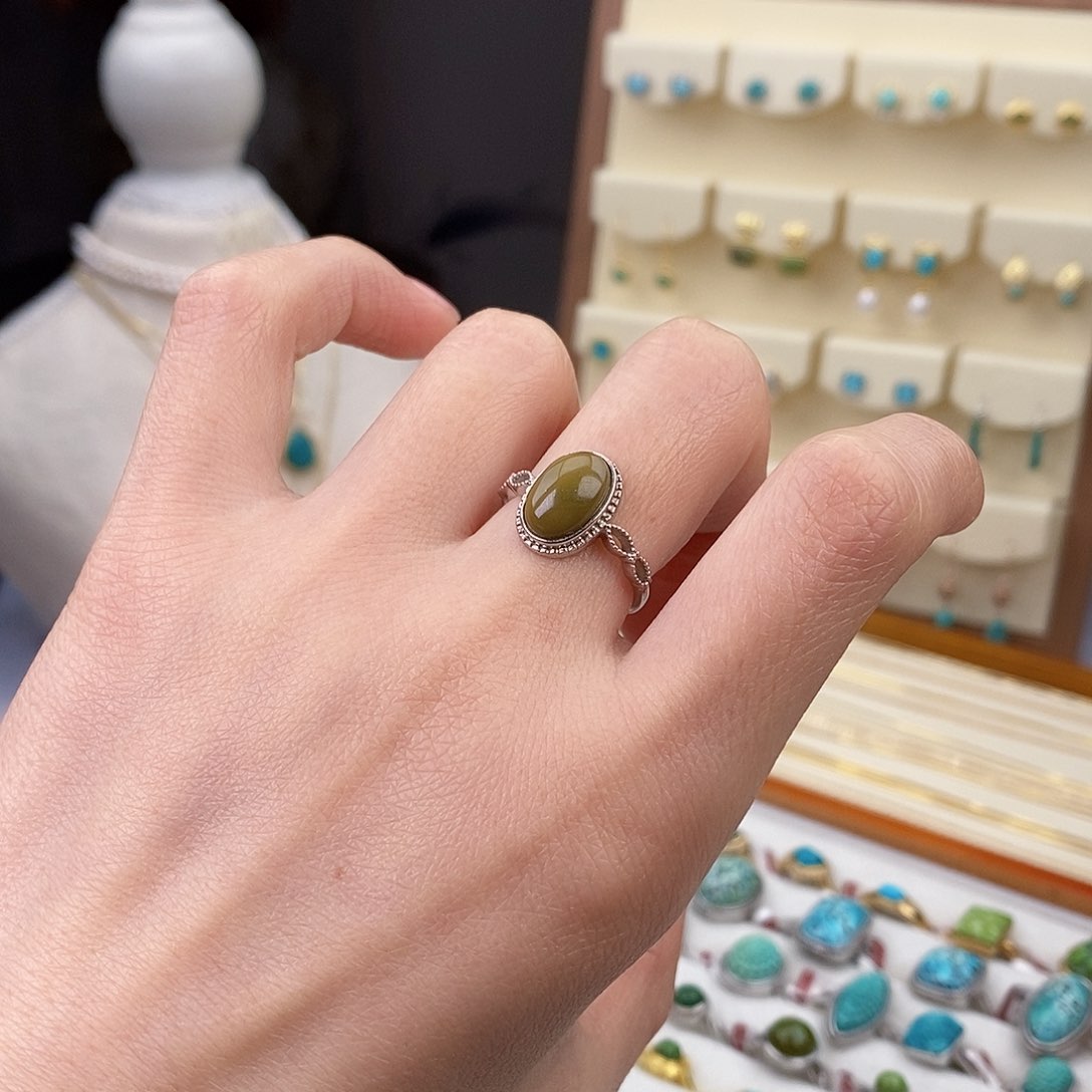 绿松石戒指银S925镶嵌