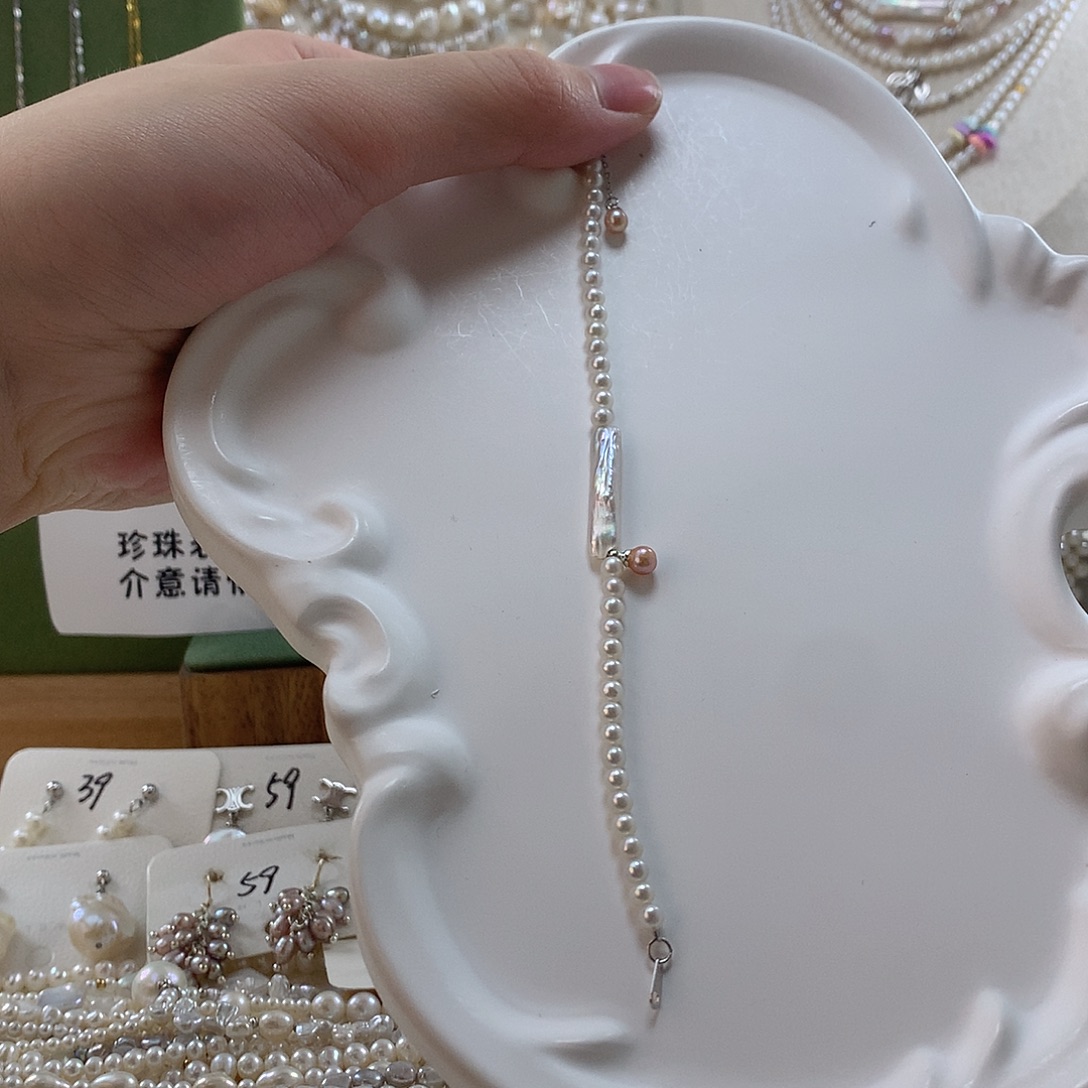 淡水珍珠银S925镶嵌手绳