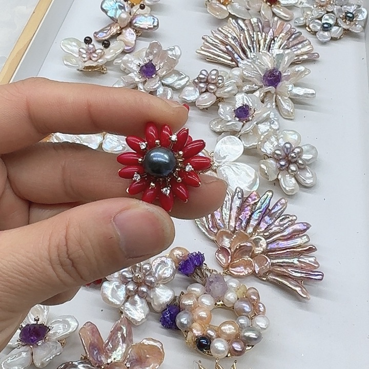 淡水珍珠发饰银S925镶嵌