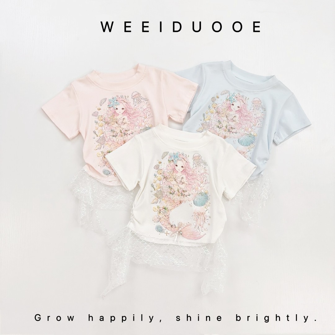 【WEEIDUOOE】美人鱼公主短袖 2026女童夏季新款T恤上衣 X-9937