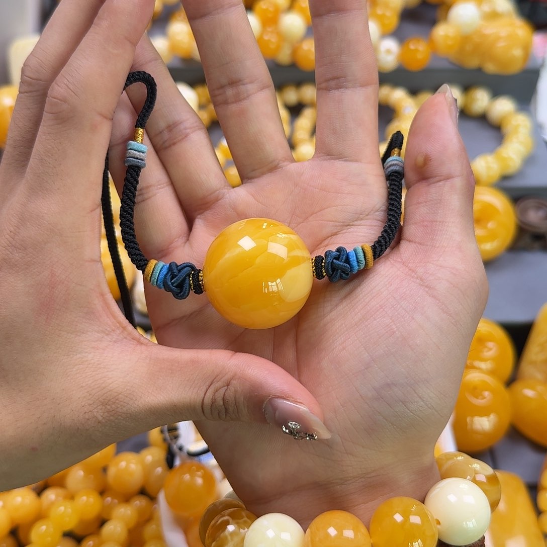 琥珀珠宝奇石未镶嵌锁骨33mm