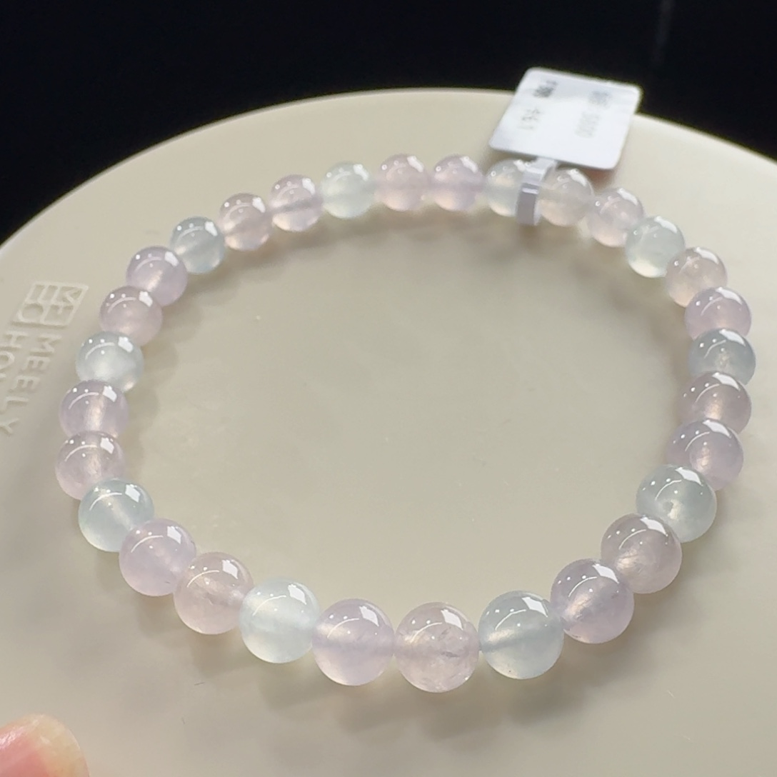 翡翠未镶嵌手链高冰冰粉单圈卡6mm