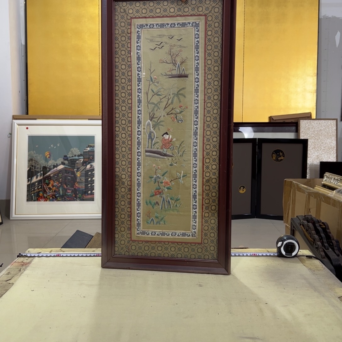 老***客绘画屏风框画茶空间设计