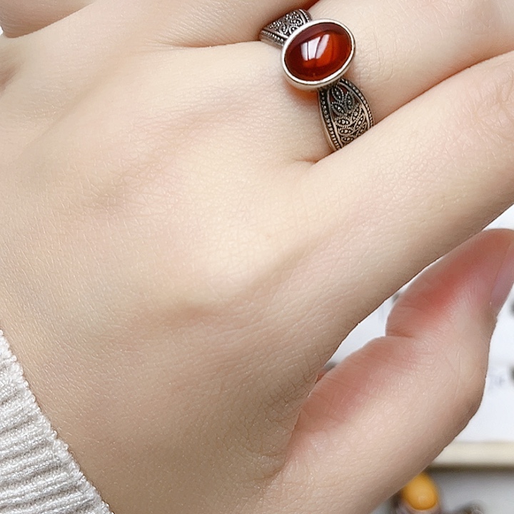 血珀银S925镶嵌戒指