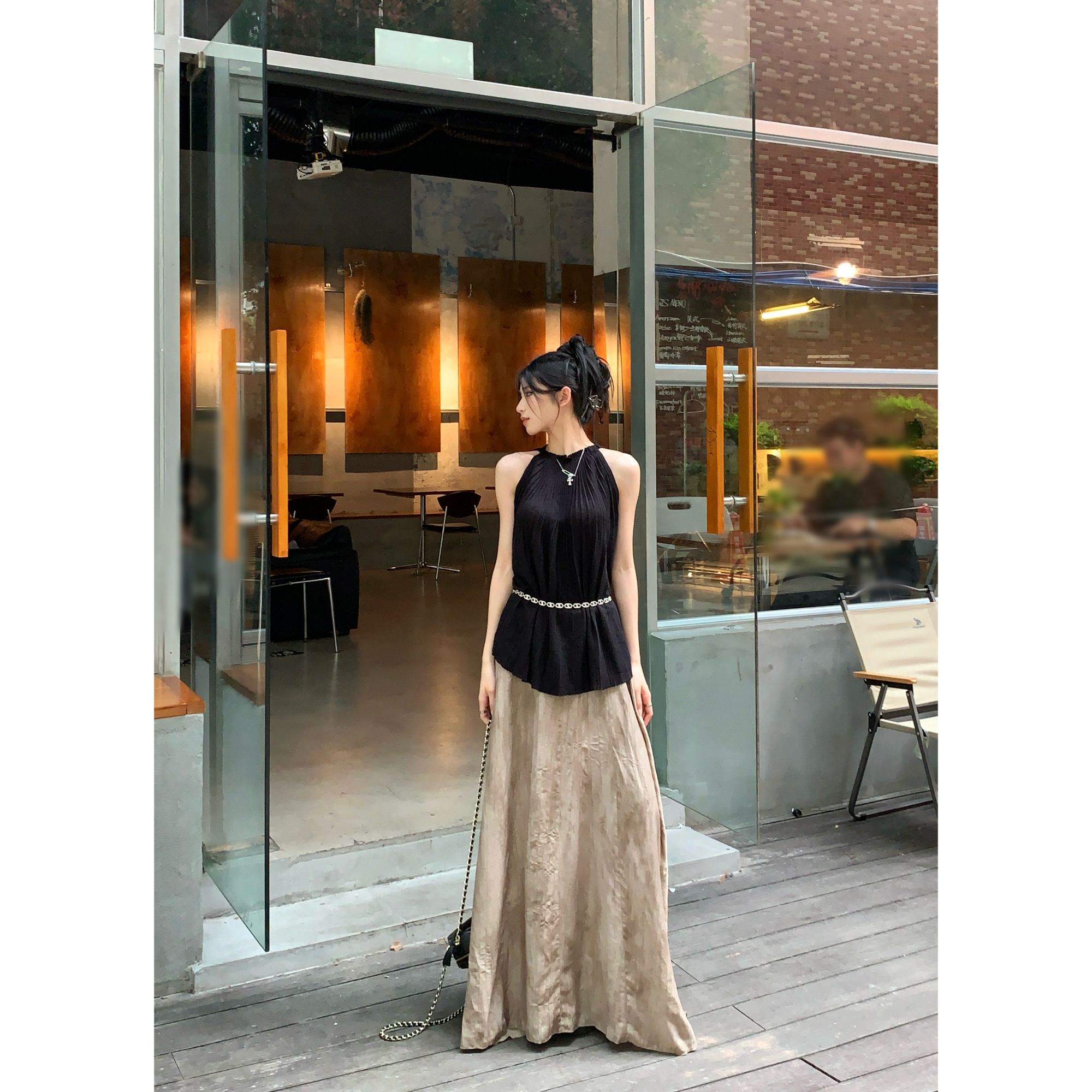 朋克风无袖T恤INS风纯欲风时尚长款吊带夏季