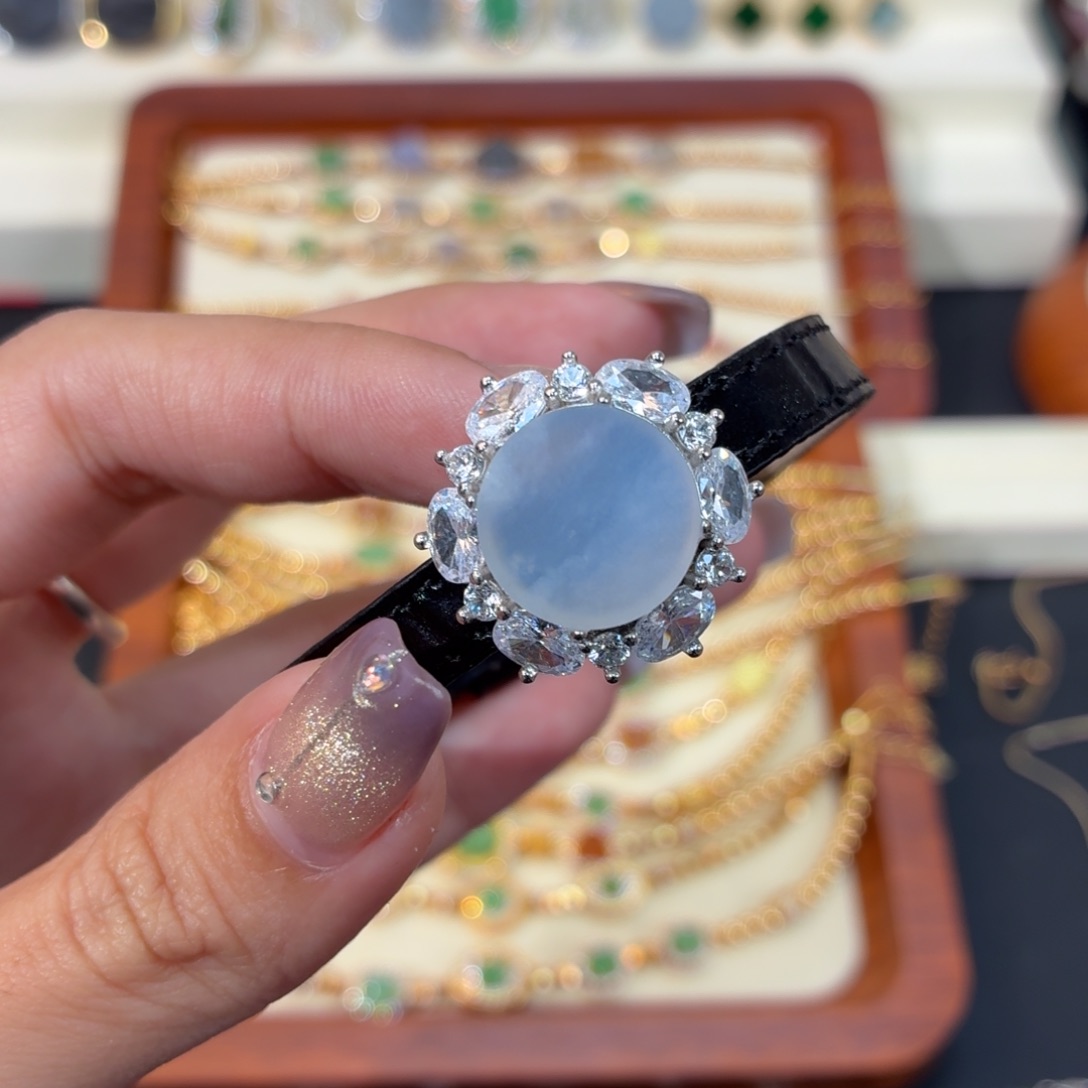 翡翠银S925镶嵌颈饰手表款