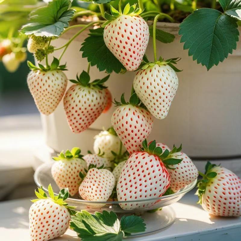 高端白草莓（带盆带土+白草莓苗）阳台庭院栽植终身包对版四季结果