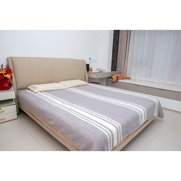 （200*230）GG灰白条卧室加厚沙发毯休闲毯绒毛毯冬季加绒盖被