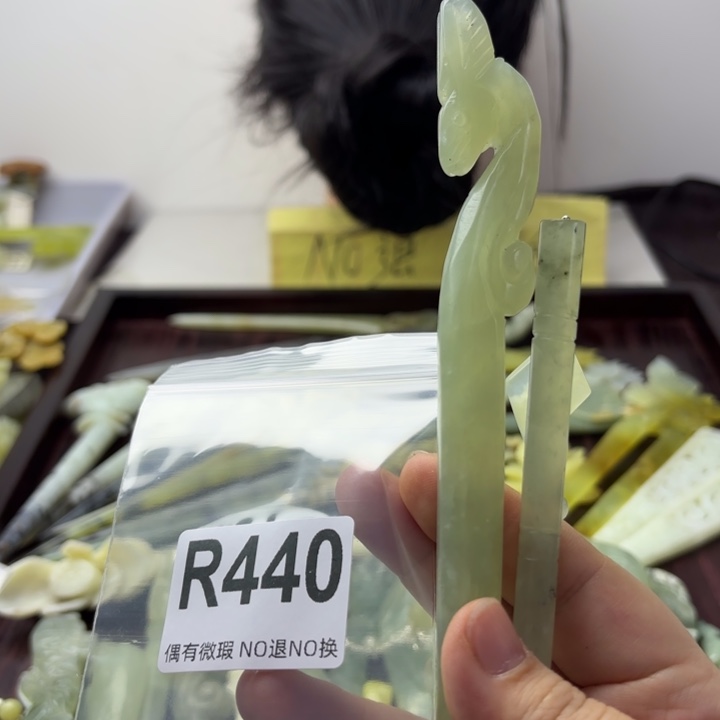 蛇纹石玉发饰合金抖**音