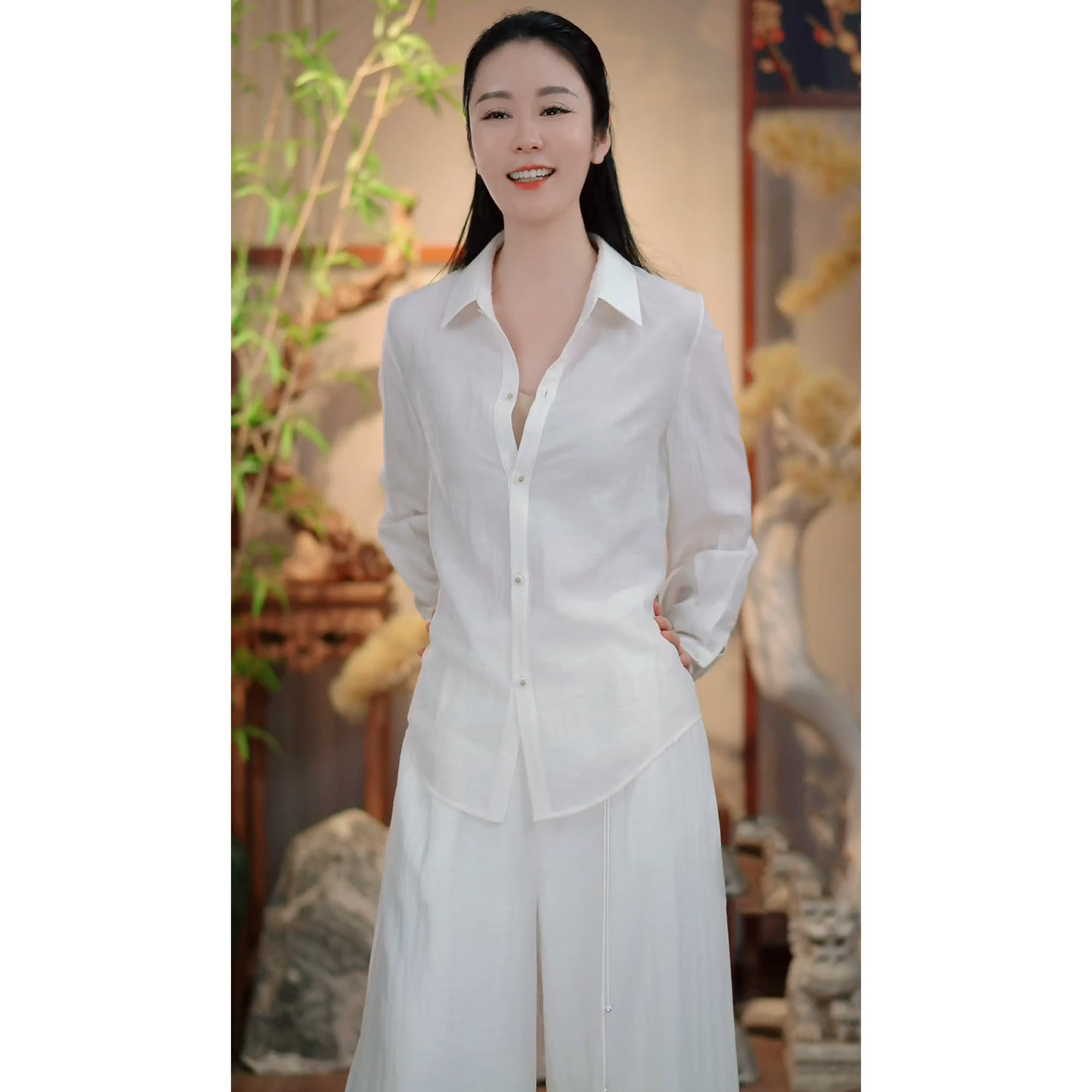 【沧月间】夏季白色国风简约气质禅意休闲百搭宽松长款套装