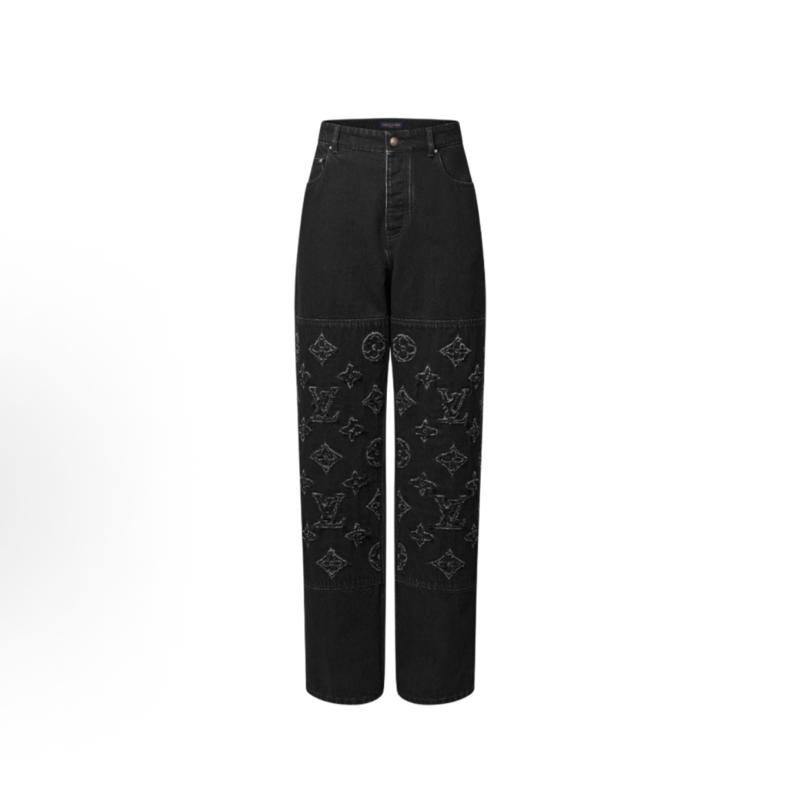 未使用 LouisVuitton/路易威登 33码/黑色刀割破坏牛仔长裤