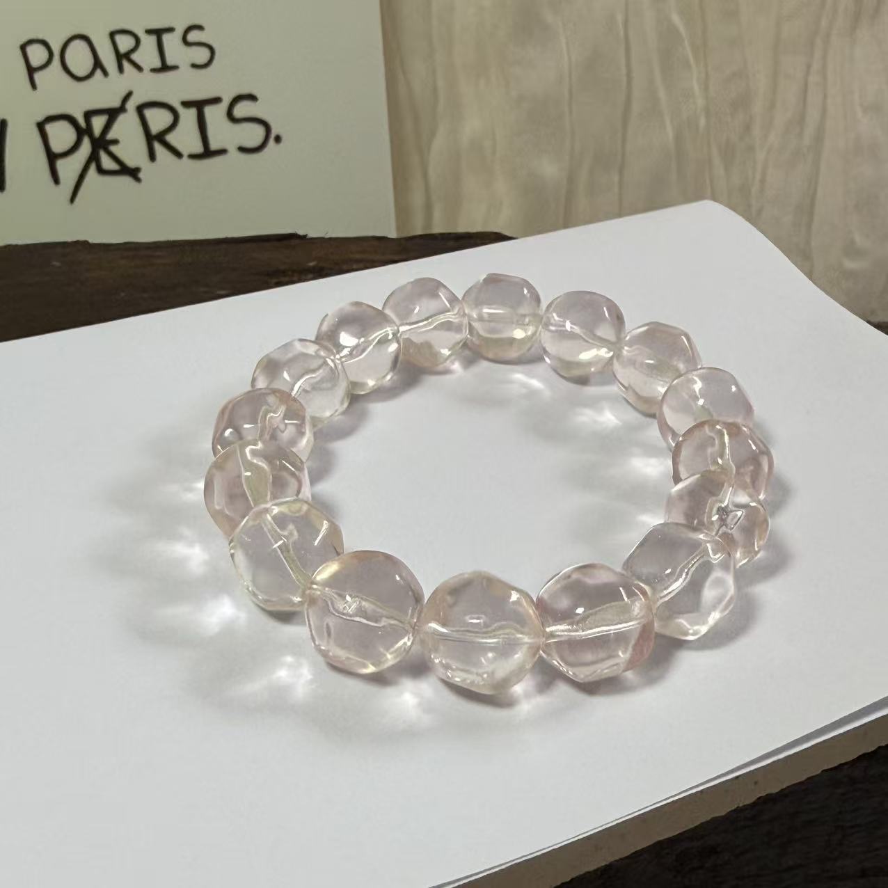 菠萝粉莫桑比克粉水晶手串