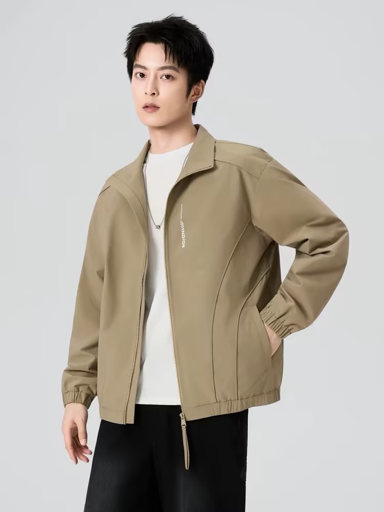 快鱼男士长袖常规秋季防风立领夹克外套