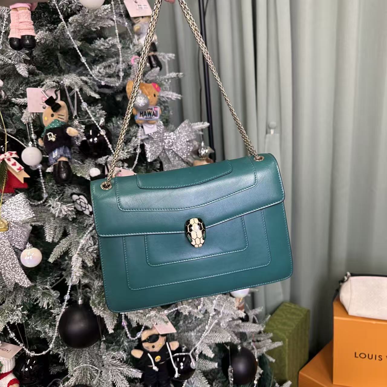 95新 BVLGARI/宝格丽 /蛇头/绿色/单肩斜挎包