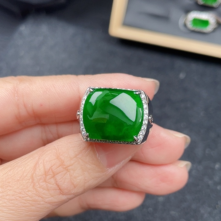 翡翠戒指银S925镶嵌编号2642没运费险