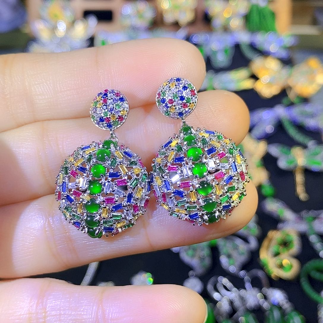 吊坠(不含链)银S925镶嵌翡翠