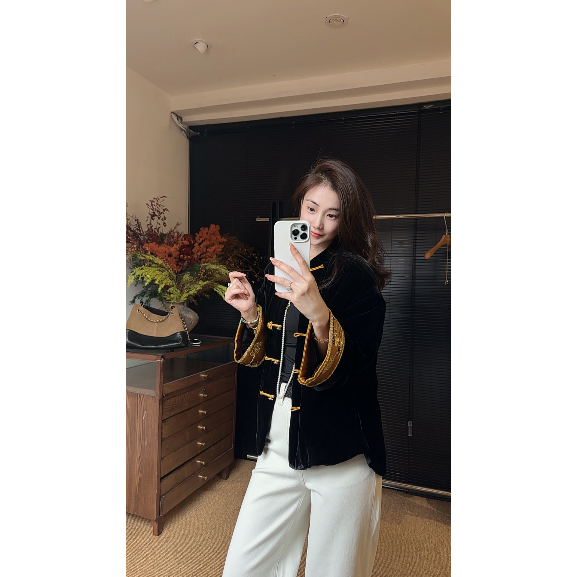 「丝绒金缕」新中式奢华手工刺绣真丝棉服YQ1593