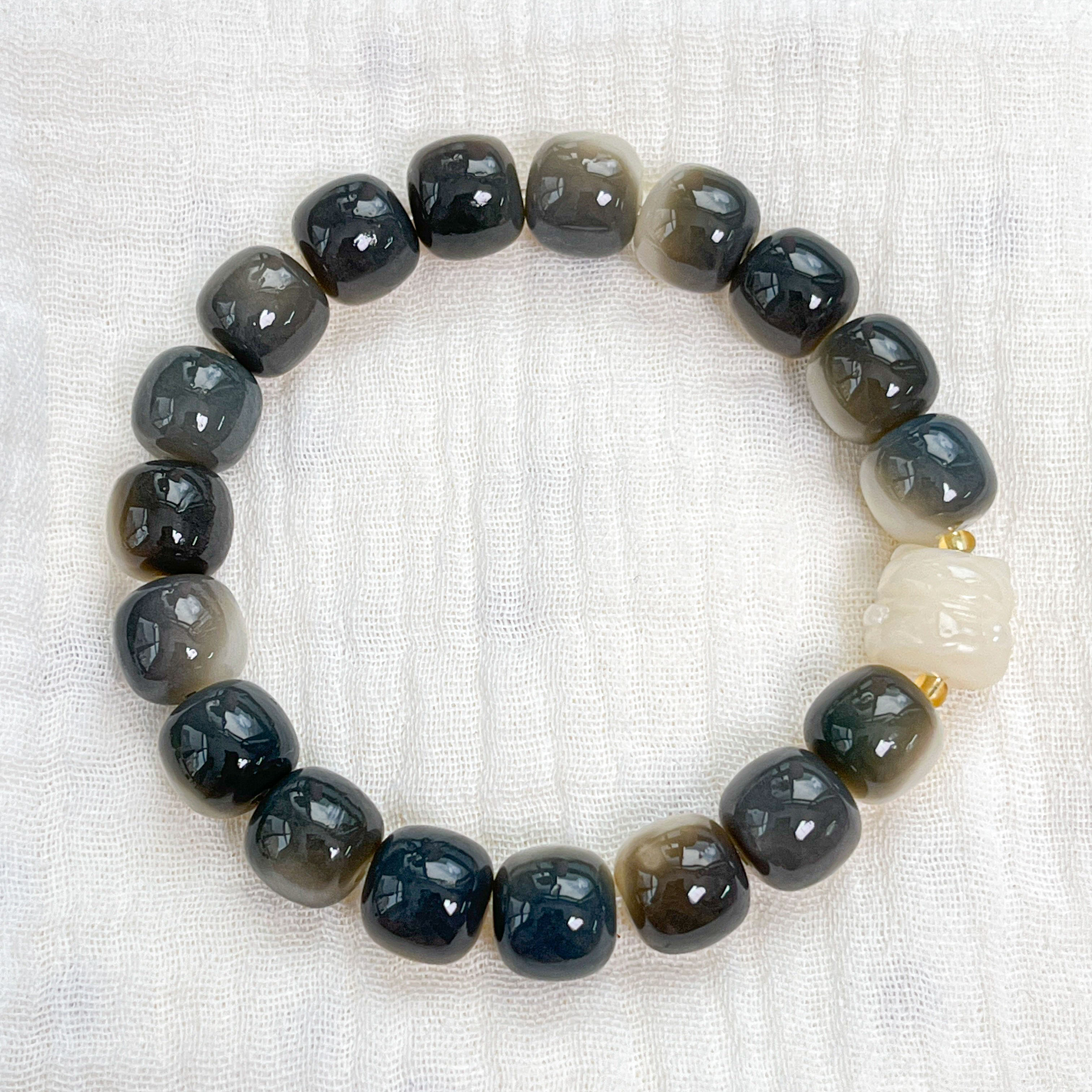 烟灰飘花老型桶珠中望手串11*10mm    D-AB75040