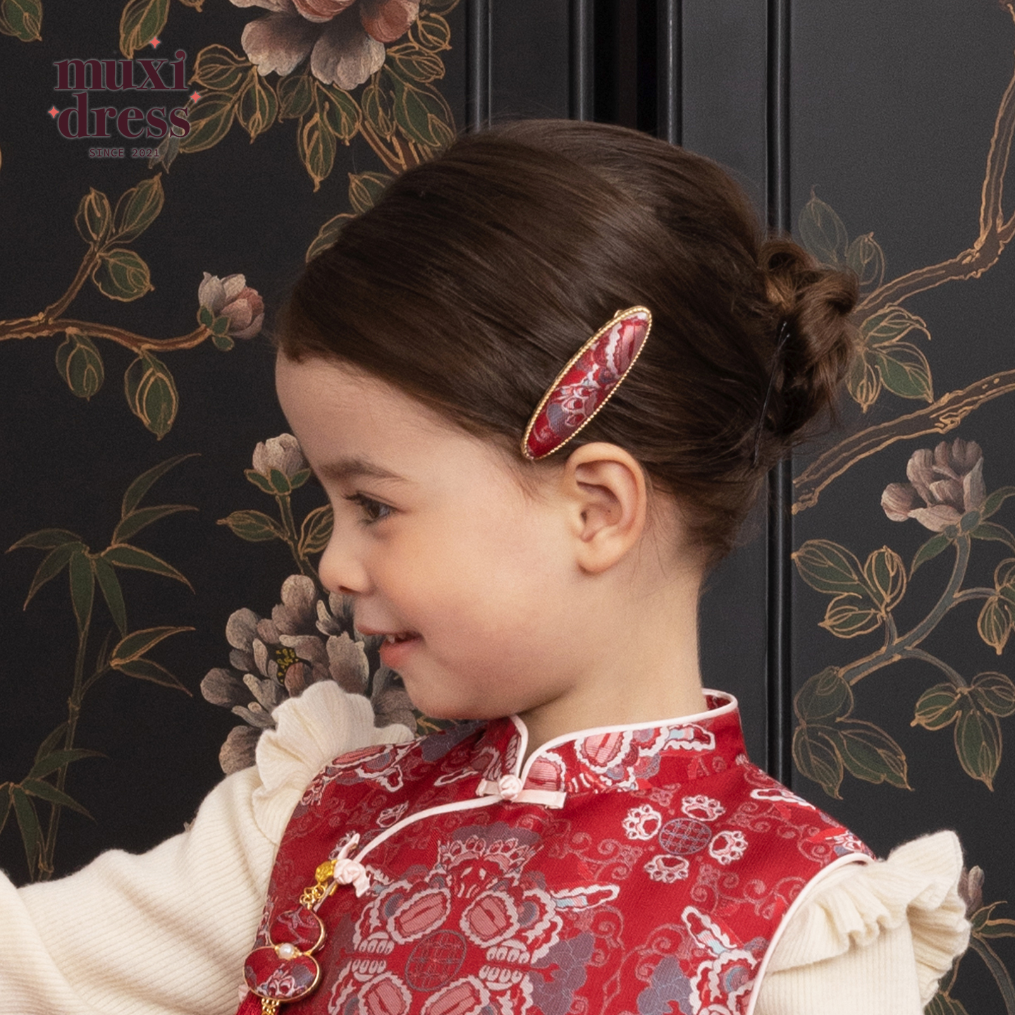 muxidress 25新款女童宋锦国风发夹宝宝新中式百搭时髦发卡发饰