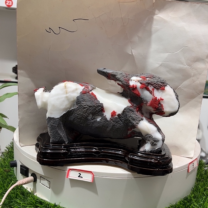 然***愁石材灵璧白灵山摆件